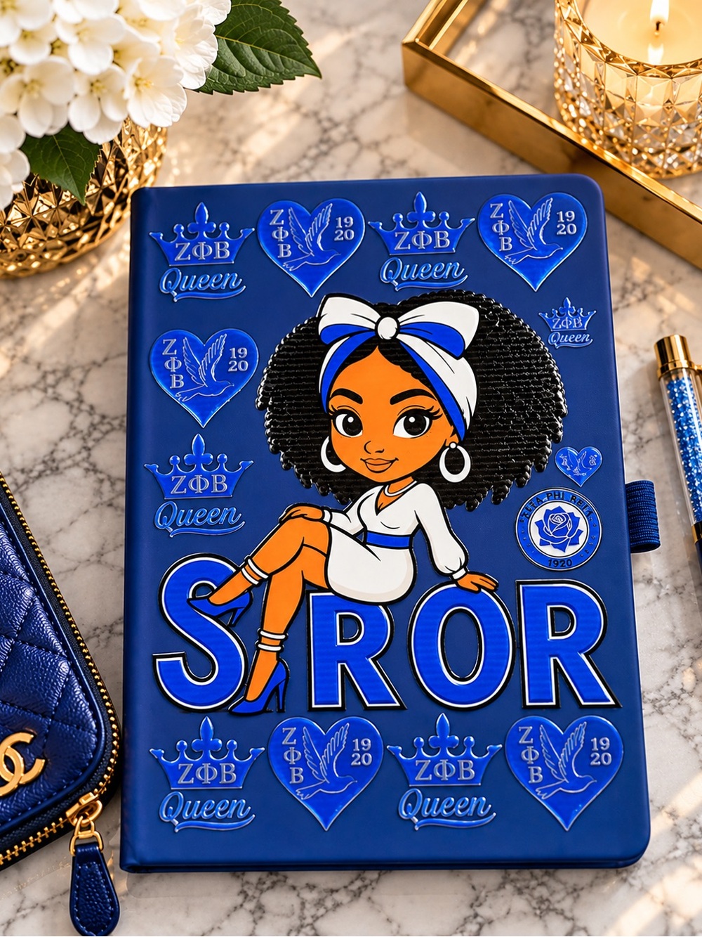 Royal Blue Zeta Phi Beta Soror Notebook – Queen Illustration Journal
